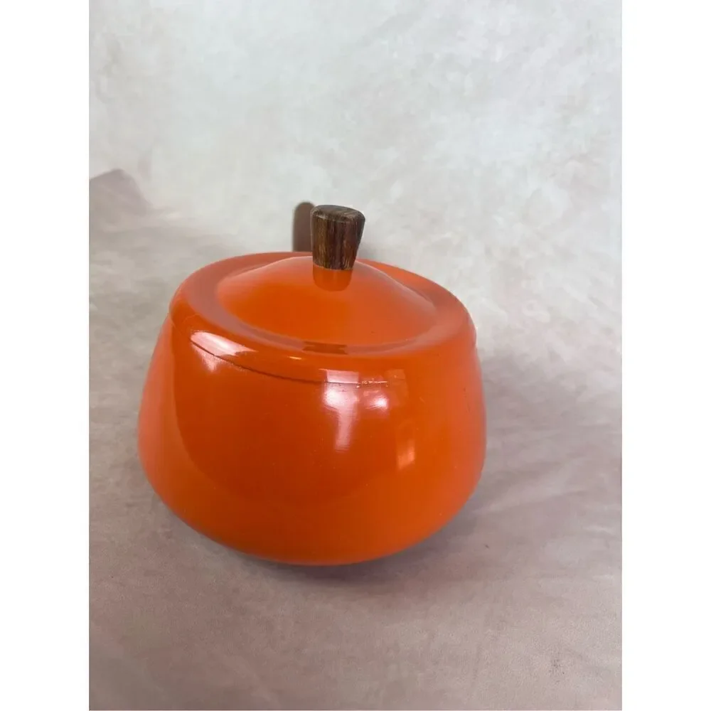 Vintage MCM Orange Fondue Pot